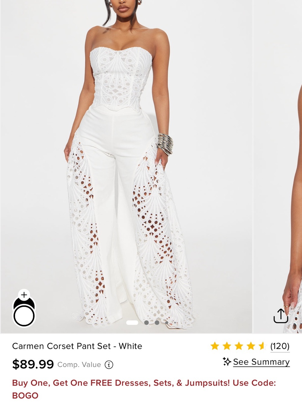 Fashion Nova White Strapless Corset Wide-Leg Jumpsuit